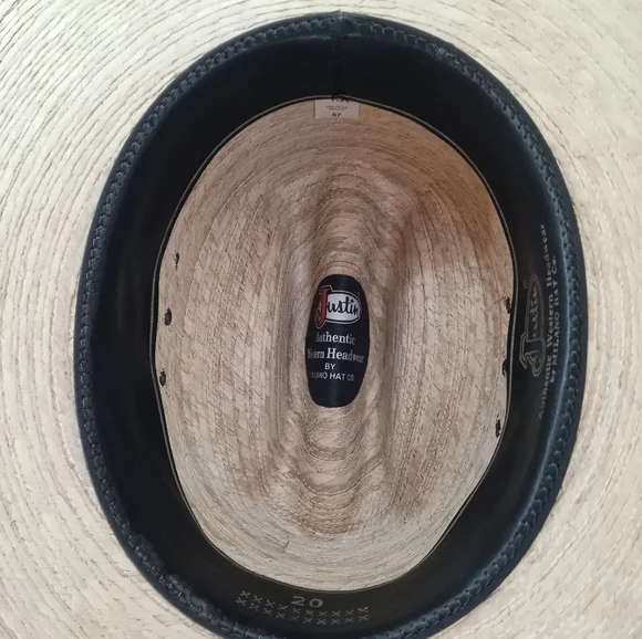 Justin By Milano Hat Co. 20X Straw Paper Western Hat •Size 7 1/8• Men's - Picture 7 of 9